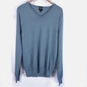 J Crew Slim Sweater Cotton Cashmere V-neck Long Sleeve Blue Mens Medium